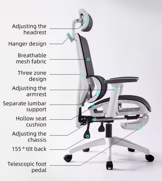 AMAL High Back Mesh Ergonomic Office Chair With Adjustable Lumbar Support Swivel Computer Chair