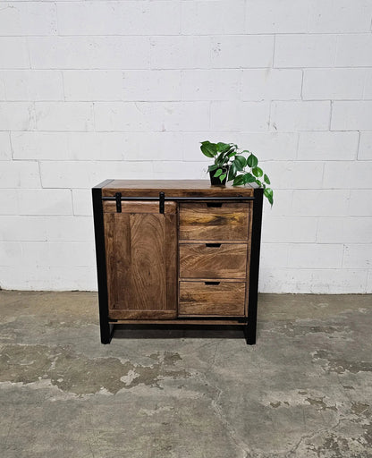 Meuble Commode Avila en bois de manguier porte coulissante