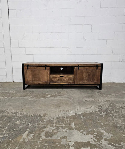 Meuble Télé Avila en bois de manguier portes coulissantes