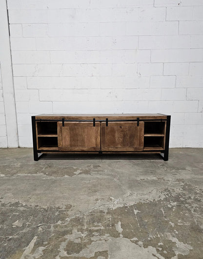 Meuble Télé Avila en bois de manguier portes coulissantes