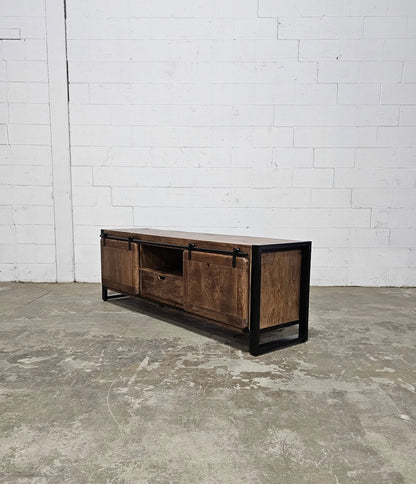 Meuble Télé Avila en bois de manguier portes coulissantes