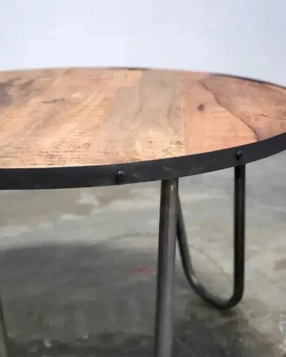 Tables basses en bois de manguier patte en épingle ensemble de 2