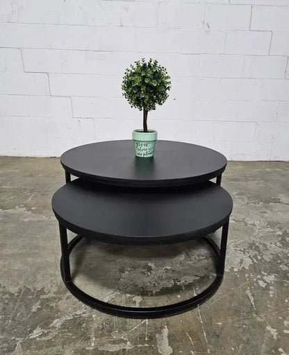 Tables à Café gigogne en bois d'Acacia (Noir)