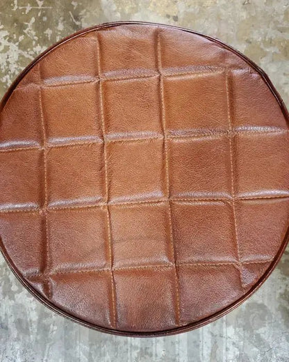 Tabouret de comptoir en cuir ajustable base d'acier noir ou brut