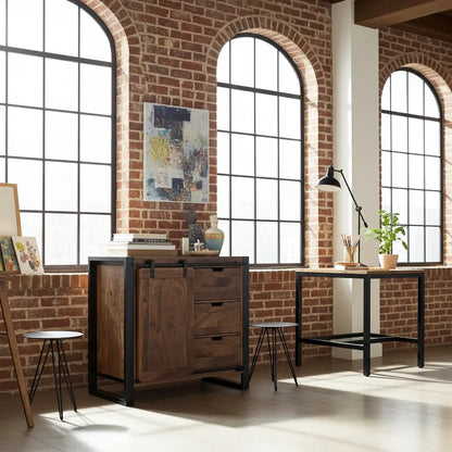 Meuble Commode Avila en bois de manguier porte coulissante